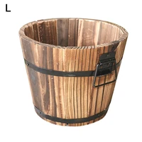 rustic succulent planter wooden barrel empty flower pot container garden decor