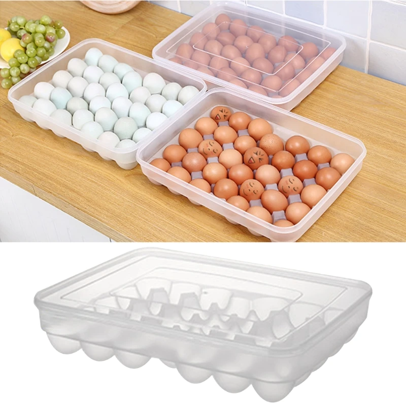 

Single-layer 34 Grid Refrigerator Egg Holder Box Storage Food Savers Space Tray
