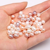 natural freshwater pearl half hole loose bead rice shape pendants for jewelry making diy womens elegant necklace accessories