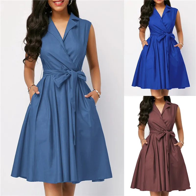 

Сексуальное женское платье без рукавов летнее платье для женщин элегантное платье с v-образным вырезом и оборками на шнуровке, расширенная ...