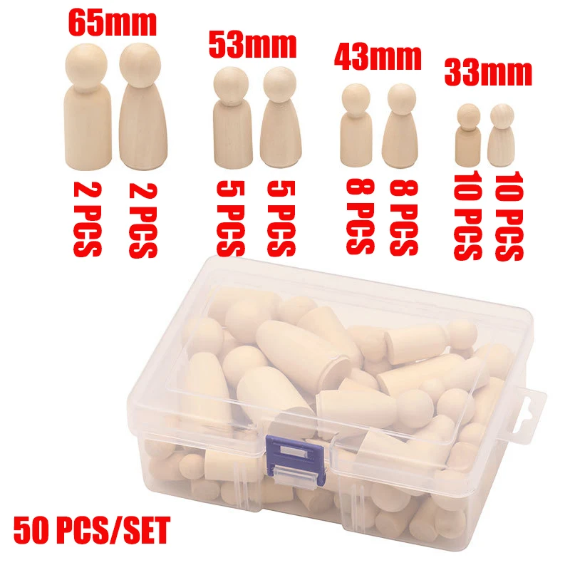 50 шт. деревянные Peg куклы игрушка ручная роспись необработанные детские Doodle