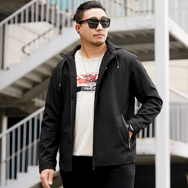 

spring new high plus quality size 8XL 7XL 6XL 5XL Brand Men Clothes Trend Fit Casual Mens Detachable hat Jacket