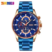 skmei japan quartz movement full steel wristwatches male moon phase stopwatch clock 3bar waterproof mens watch reloj hombre 9250