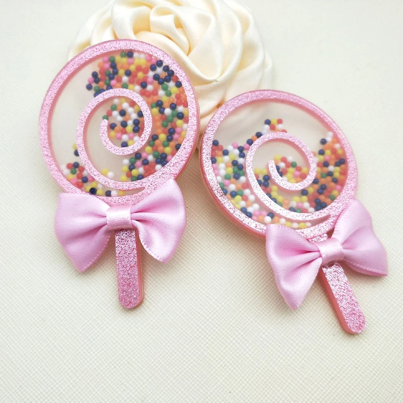 78*50 мм мультяшный розовый шейкер для леденцов из смолы с атласным бантом