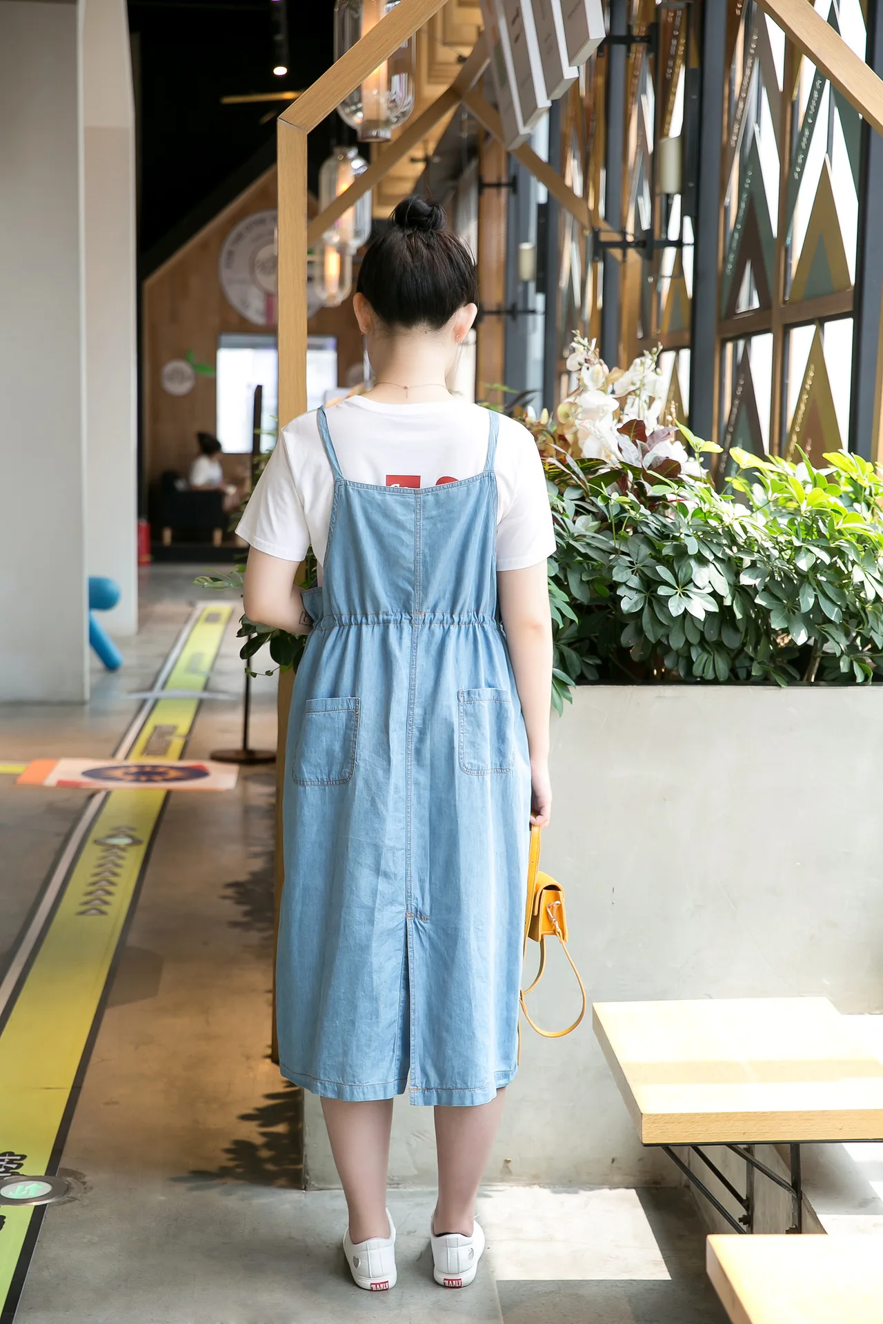 Платье женское джинсовое на тонких бретелях модный Свободный комбинезон из