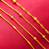 qeenkiss nc502 fine jewelry wholesale fashion hot woman girl birthday wedding gift ball wave bamboo 24kt gold chain necklace
