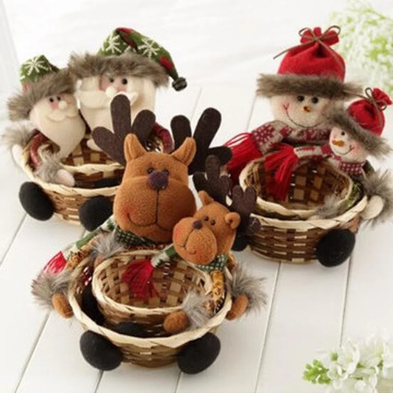 Горячая Рождественская плетеная корзина для хранения конфет Рождественское