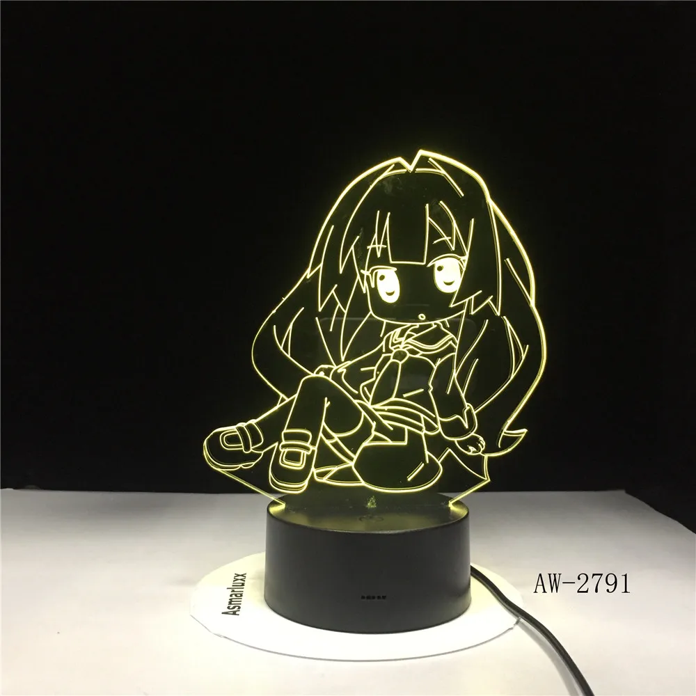 3D кавайные огни японская аниме фигурка девушки lamparas LED USB Настольная разноцветная
