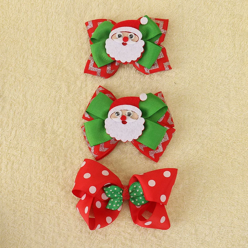

Christmas Mini Hair Bows Santa Claus Bows Knotted Hair Clips for Girls Dot Print Hairpin Fashion Festival Party Hair Accessories