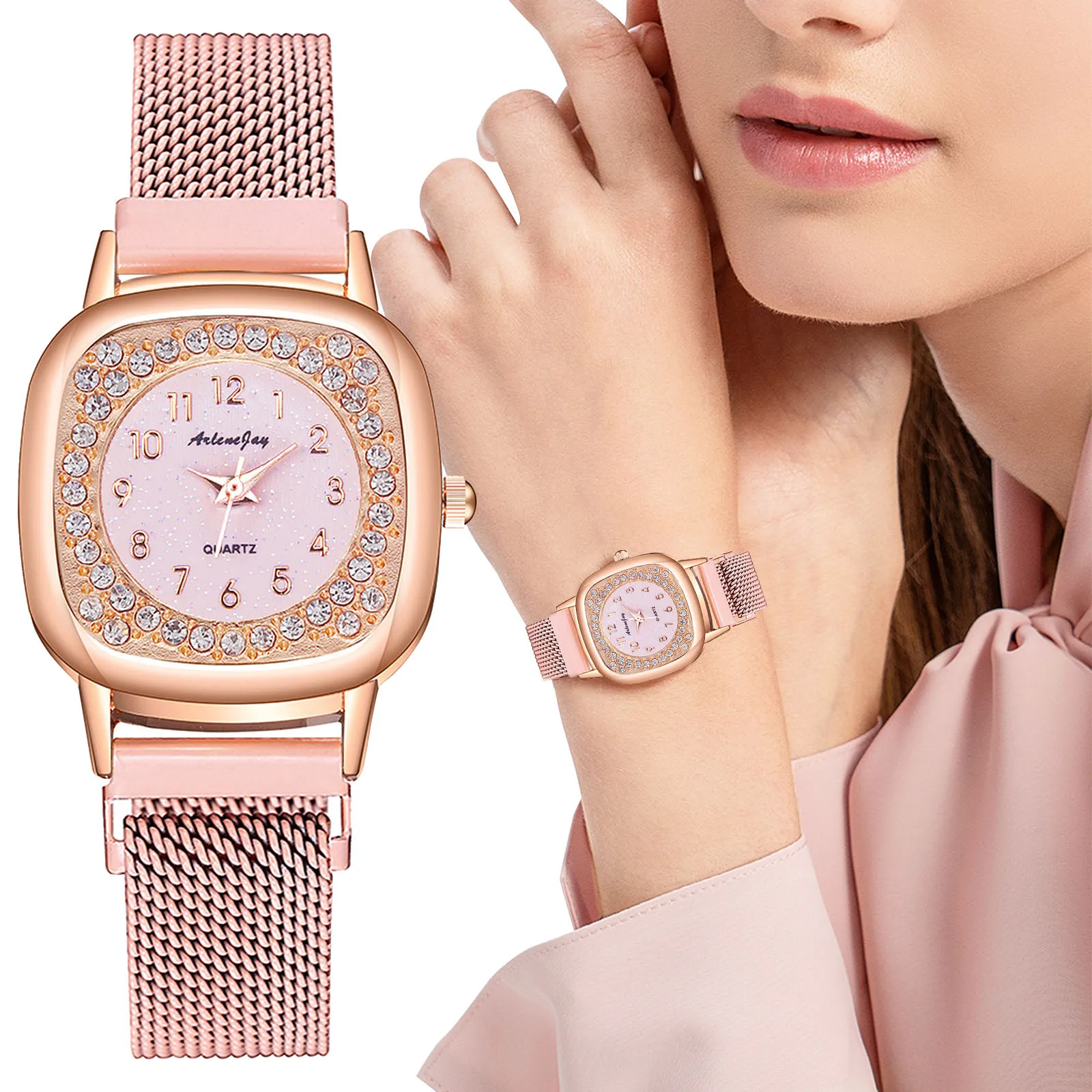 

Rose Gold Women Watch 2021 Top Brand Luxury Magnetic Starry Sky Lady Wrist Watch Mesh Female Clock For Dropship Relogio Feminino