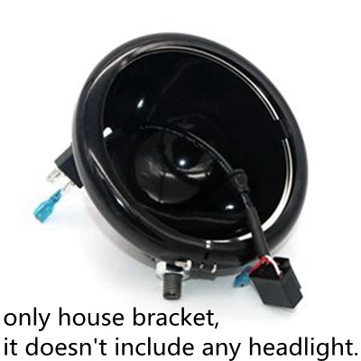 Корпус фар мотоцикла 5,75 дюймов светодиодный фонарь для Honda Shadow Harley Suzuki Мотоциклы метрические велосипеды крейсера чопперы - Цвет: Black bracket F