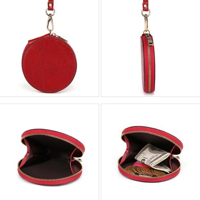 

New PU Leather Coin Purse Women Fashion Cute Round Zipper Small Clutch Wallet Card Holder Coin Pocket For Girl Female