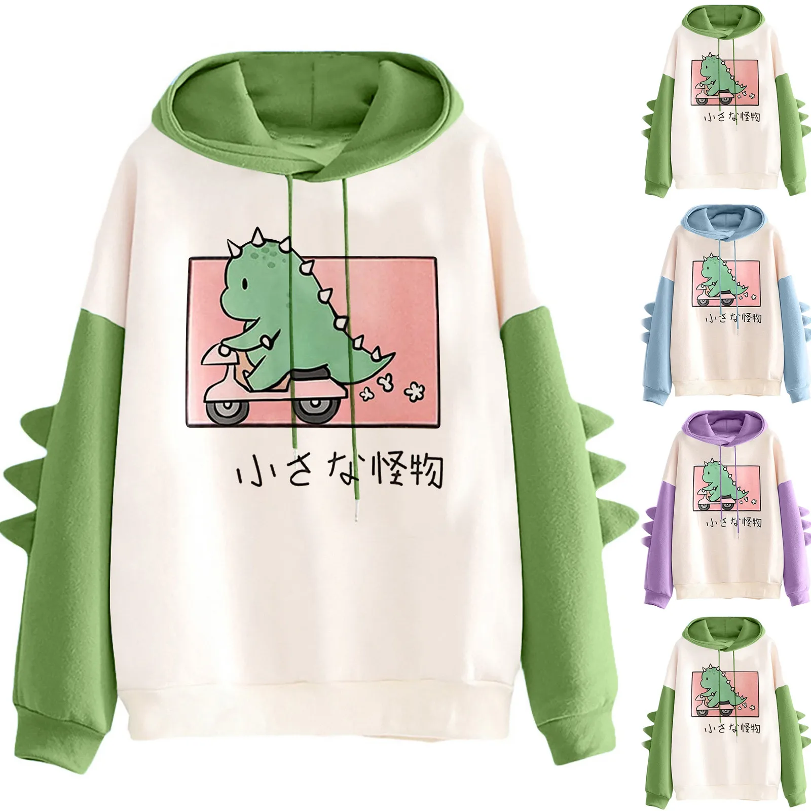 

Женская Повседневная Толстовка с длинным рукавом, с рисунком динозавра