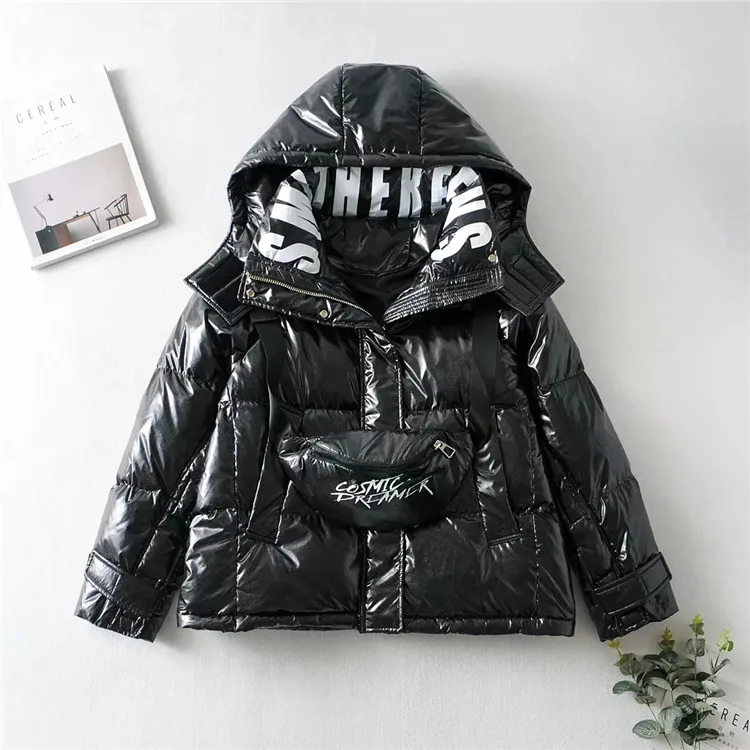 

Winter New Women's Loose Bag Bread Jacket with Letter Print Mid-length Hooded Jacket Bubble Casual Coats 2020