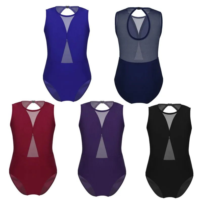 Детская балетная пачка танцевальная одежда без рукавов сетчатый купальник для