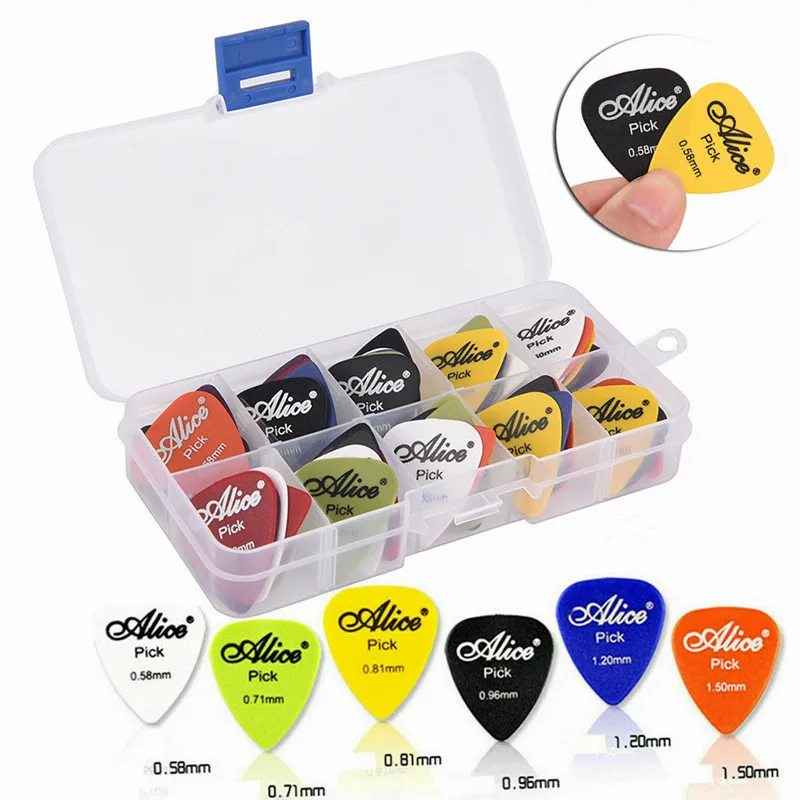 

30 40 50 60pcs Electric Guitar Picks Acoustic Music Picks Mix 0.58 0.71 0.81 0.96 1.20 1.50mm Thickness Boxed Guitar Accessories