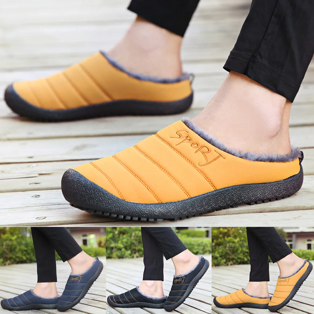 Зимние тапочки для пар большие размеры повседневная домашняя бархатная теплая