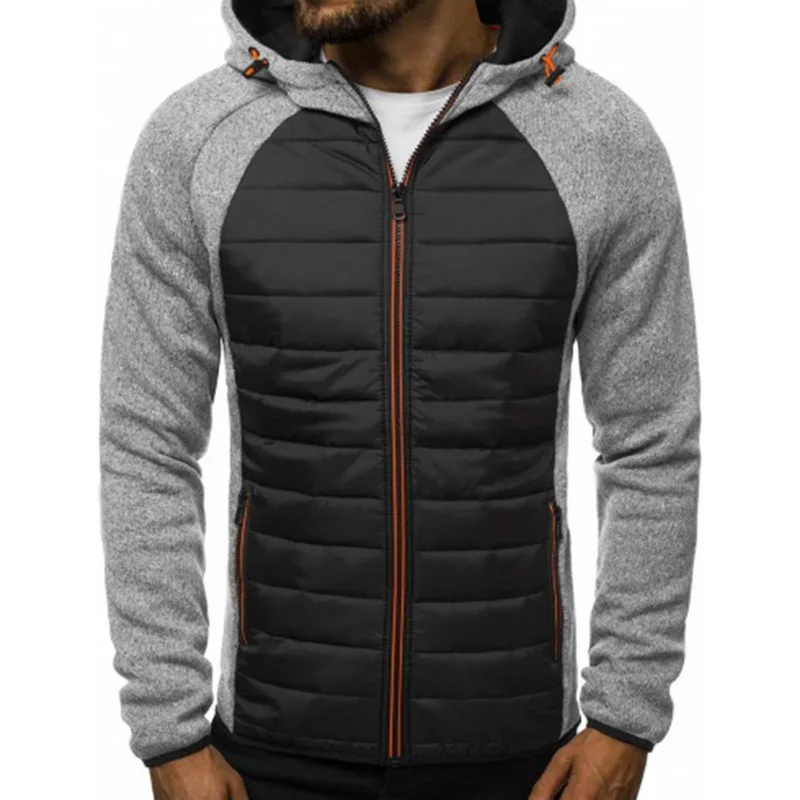 Shujin men's/Модная зимняя теплая куртка с молнией контрастного цвета капюшоном