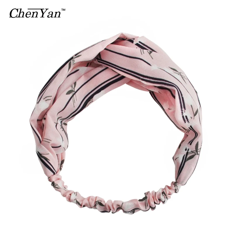 Chen Yan Satin полосатая повязка на голову Girl повязки с узелком New Wild Hairband FD18022| |