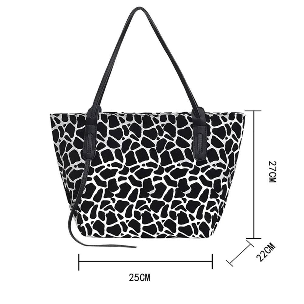 

Casual Shoulder Bags Women Large Capacity Tote Bags Fashion Print Street Handbag Lint Simple Zipper Daily Vintage Shopping Bag