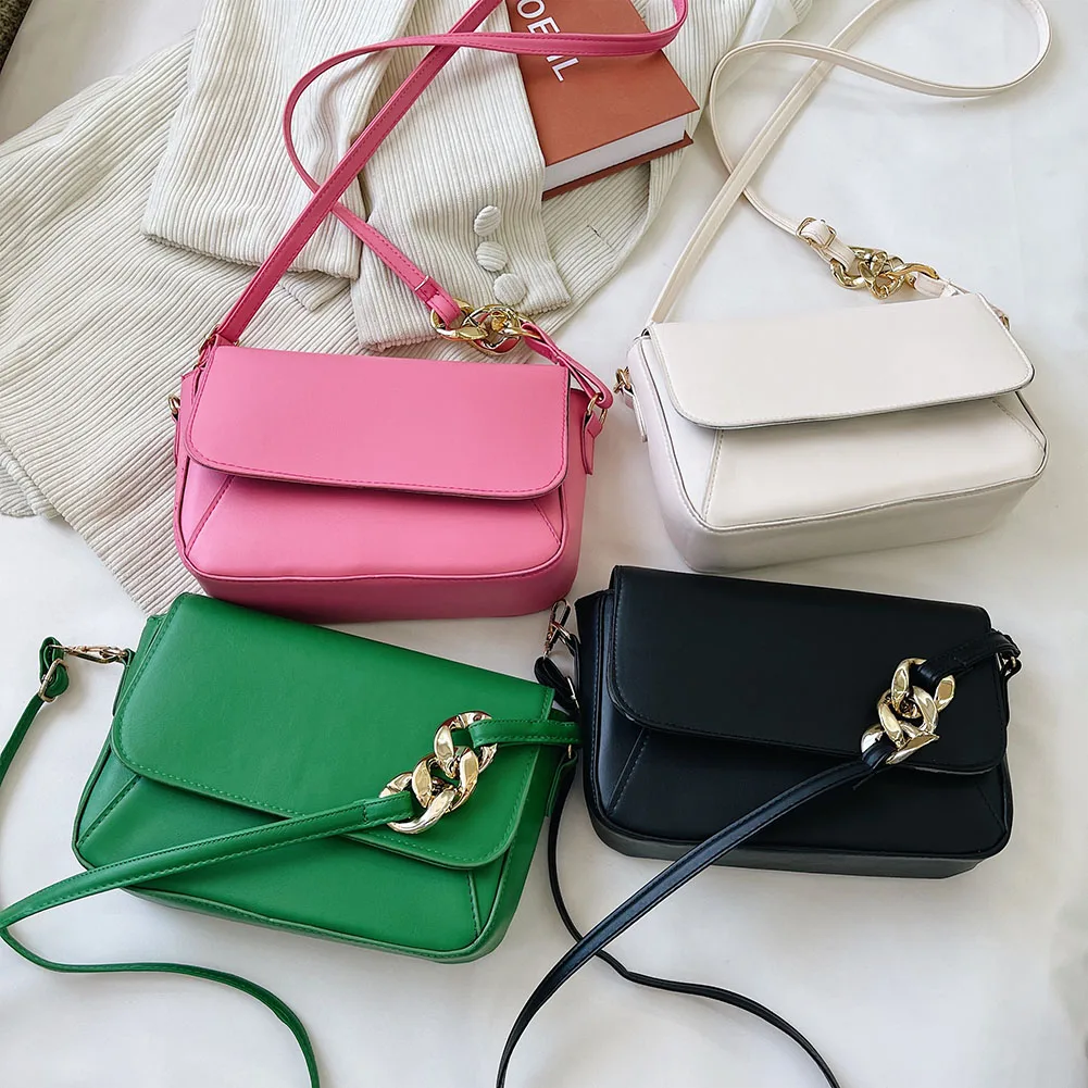 

Сумка-мессенджер женская из экокожи, модный саквояж на плечо, однотонный портфель с клапаном, Повседневная вместительная сумочка-тоут с кис...