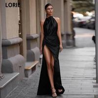 lorie black halter mermaid prom dresses 2022 off the shoulder party dresses women evening fashion side split vestidos de noche