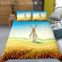 23pcs home textile windmill in the wheat field bedding sets kids teen bedding linen home decor duvet cover pillowcase