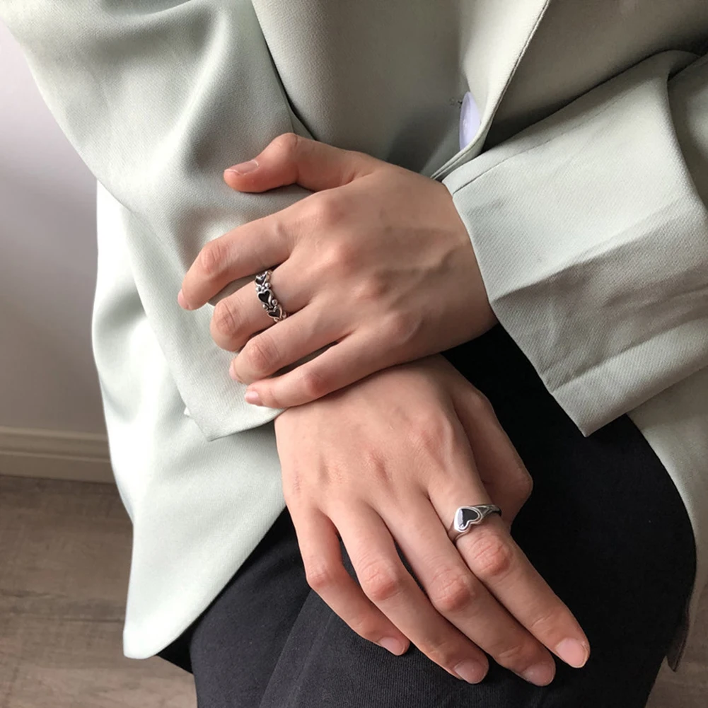 Korean Fashion Crying Heart Ring For Women Girls Trendy Vintage Open Adjustable Special Resizable Jewelry | Украшения и