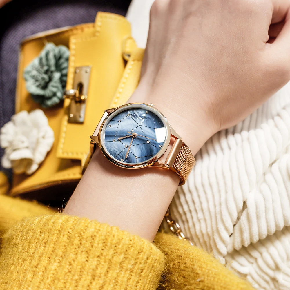 Женские кварцевые часы REBIRTH со стразами роскошные повседневные наручные с