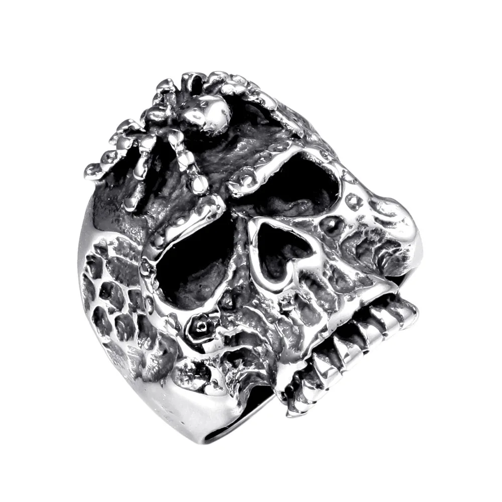 

Megin D Stainless Steel Titanium Punk Sull Spider Evil Eyes Demon Vintage Rings for Men Women Couple Friend Gift Fashion Jewelry