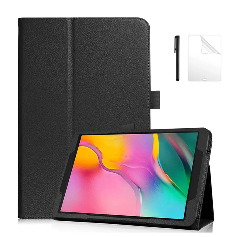 

Стильный чехол Litchee из искусственной кожи для Samsung Galaxy Tab A 10,1 2019, T515, T510, искусственная кожа, 10,1 дюйма, Чехол + пленка + ручка