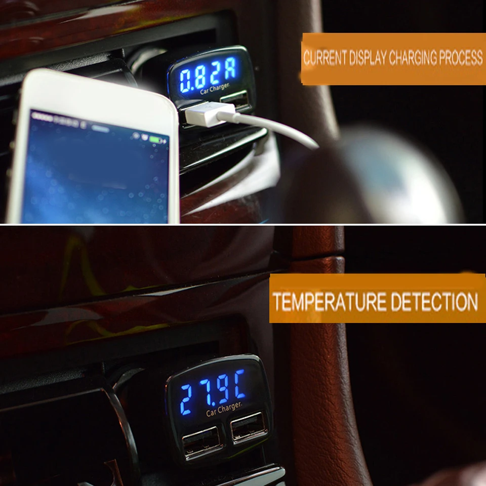 Лидер продаж, партиями по 4 в 1 двойной Переходник USB для зарядки в машине 3.1A цифровой светодиодный Напряжение/ток Дисплей авто автомобиль зарядное устройство для смартфона/планшета