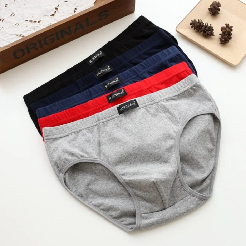 

95% cotton men's underwear waist elastic sexy loose plus size summer breathable youth briefs