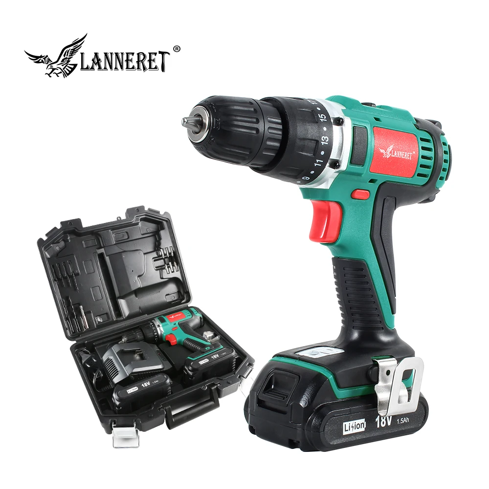 LANNERET 18V 45Nm DC литий-ионный Батарея 3/8 дюймов 2-Скорость электрическая дрель Мини Электрическая отвертка Беспроводной Мощность драйвер