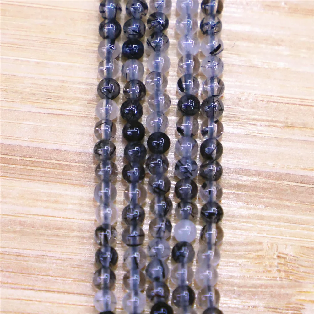 

Wholesale 710pcs Natural Stone Beads Transparent 3mm Black Hair Crystal Stone Loose Beads for Bracelet Making
