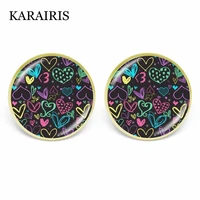 karairis new fashion hearts love stud earrings 16mm glass cabochon women girls earrings jewelry birthdayvalentines day gifts