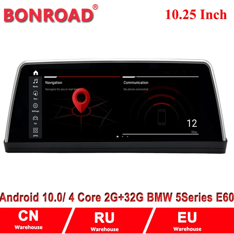 

Автомагнитола Bonroad, 10,25 дюйма, Android 10,0, GPS-навигация, автомобильный мультимедийный плеер для BMW 5 серии E60 E61 CCC/CIC, Авторадио для Carplay