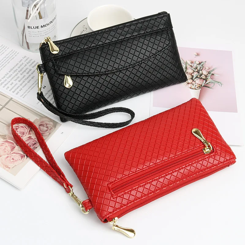 

New Fashion Patent Leather Women's Wallets Fallow Long Ladies Double Zipper Wallet Clutch Bag Design Red Purse Crocodile Purses