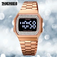 new fashion womens watches luxury led light digital watch stainless steel ladies dress wristwatch calendar clock skmei bracelet
