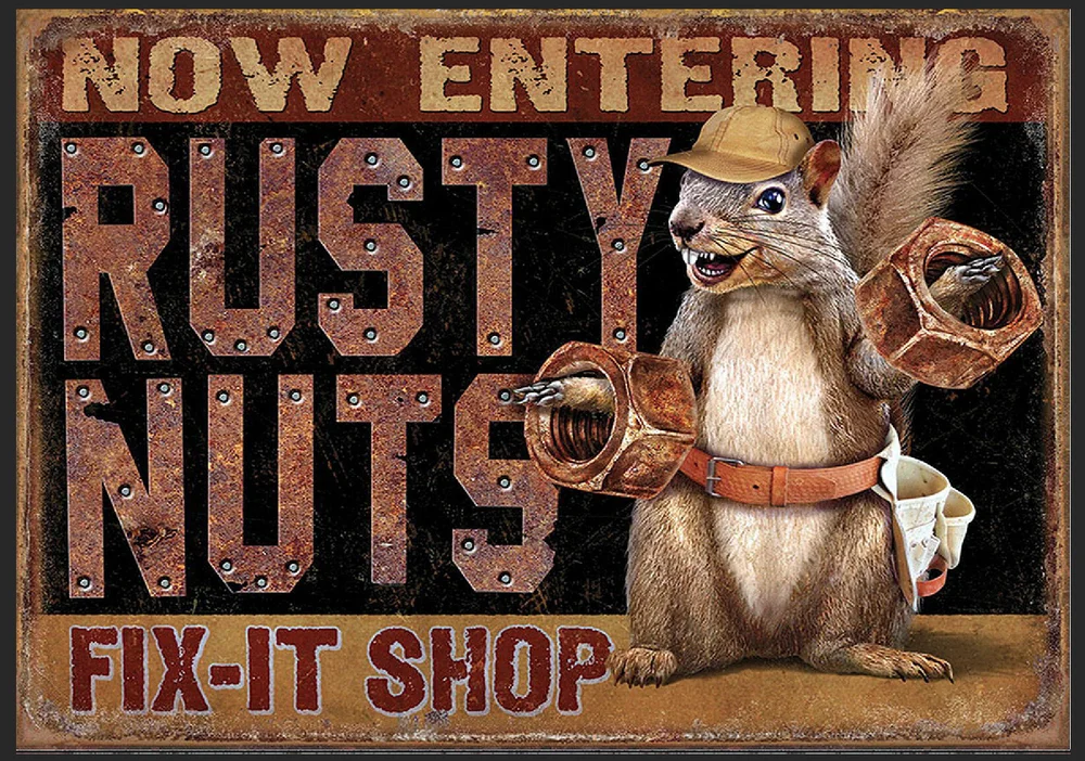 

Rusty Nuts retro metal sign vintage plaque man cave pub shed bar home garage