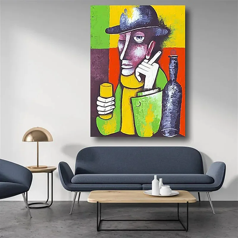 

Чистая ручная роспись, современная настенная абстрактная картина маслом, холст, Мультяшные персонажи, картина для гостиной, салонные плака...