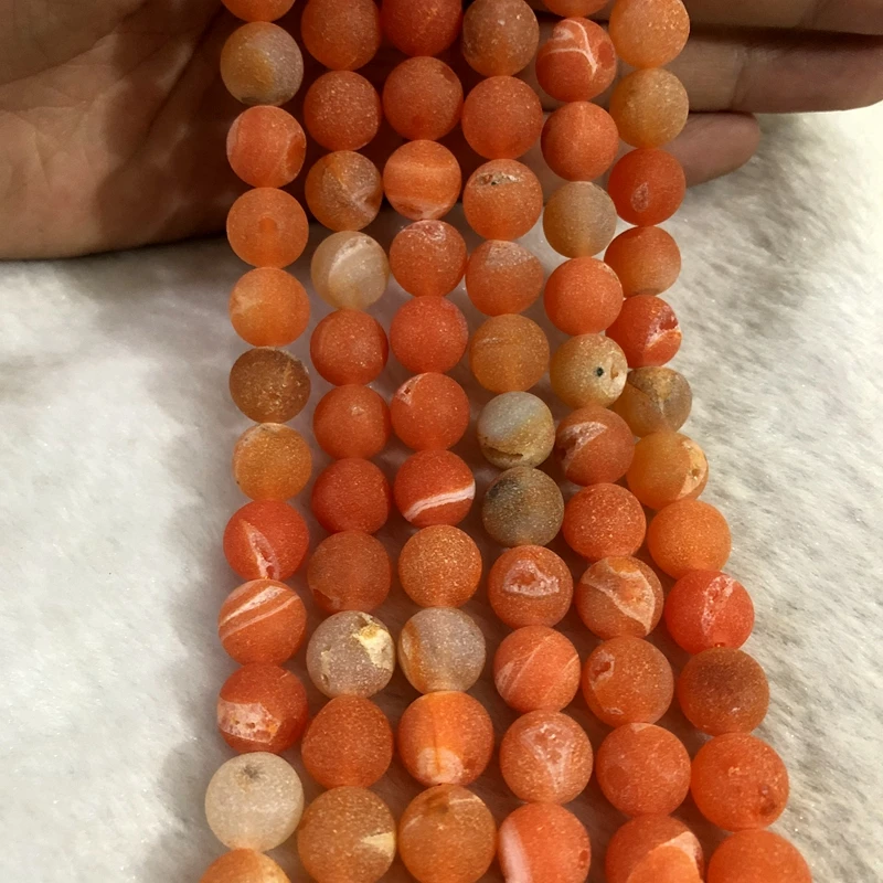 Natural Orange Geode Agate Beads 10mm Round Gem stone Loose For Jewelry Making 1of 15.5&quot string | Украшения и аксессуары