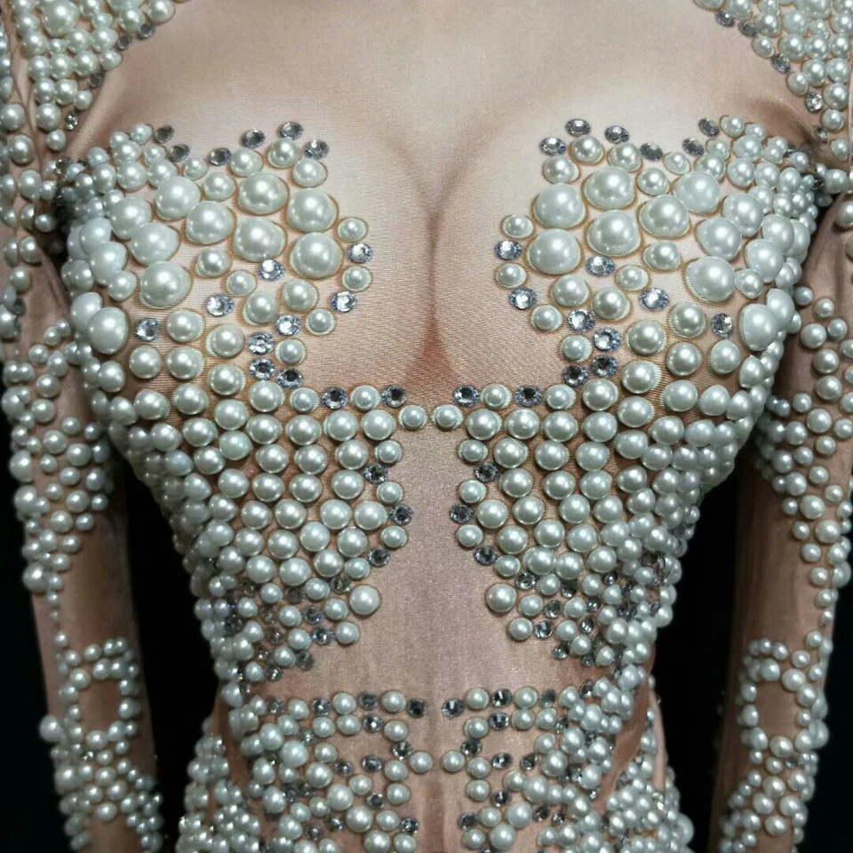 Модное платье стразы с жемчугом женская вечерняя одежда длинным рукавом