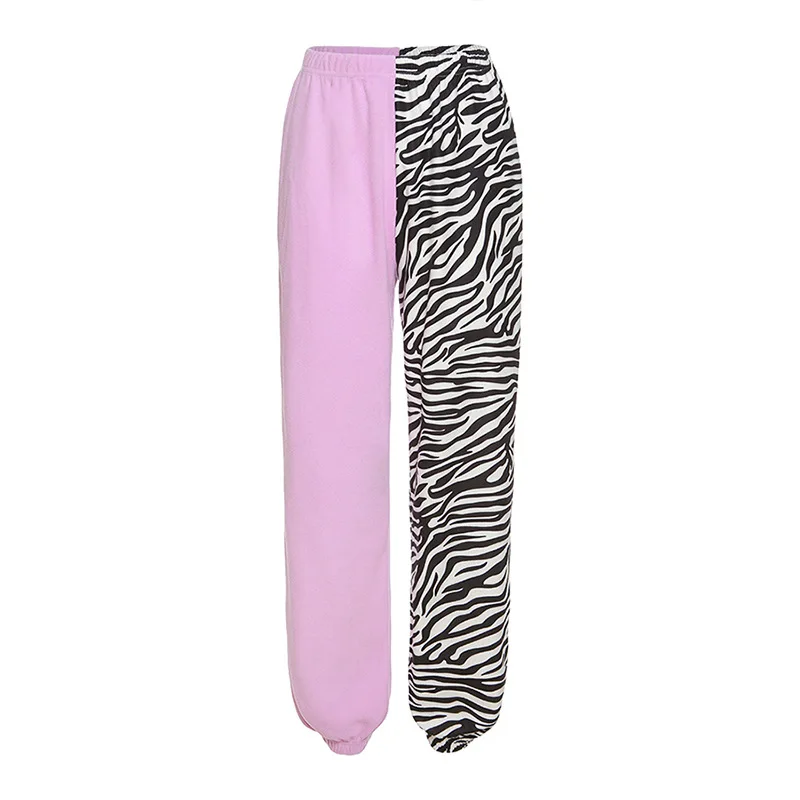 

Autumn New Women Pants Stitching Contrasting Color Leopard Print Street Shooting All Match Casual Pants