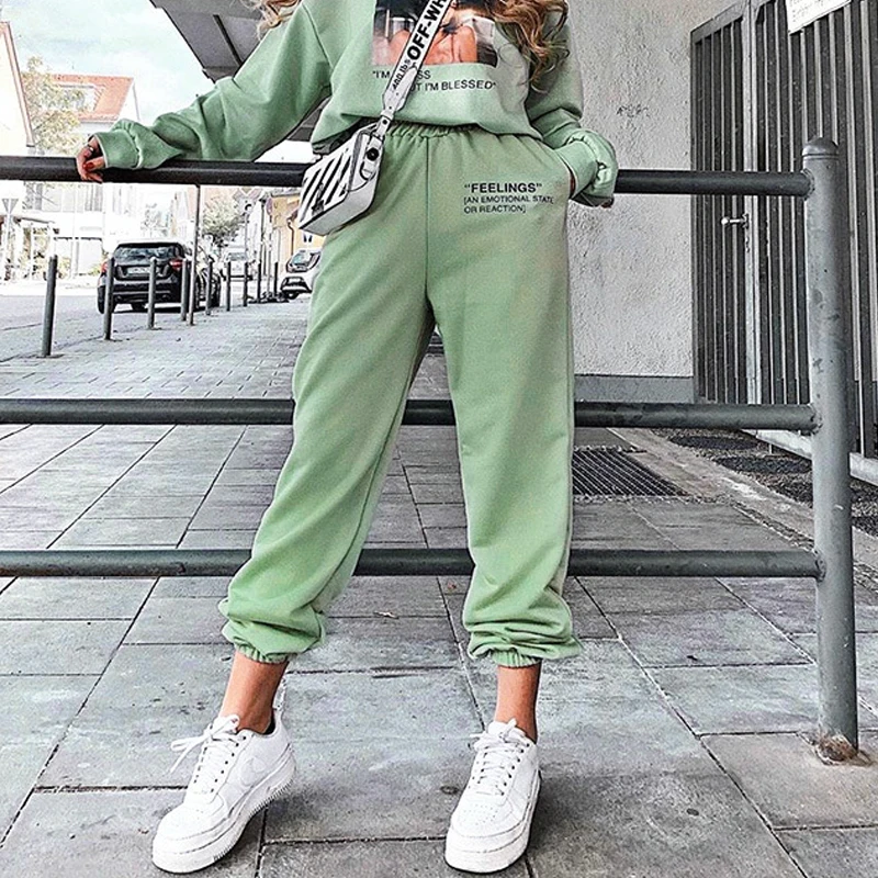 

Harajuku Joggers Wide Leg SweatPants Women Harem Pants Plus Size High Waist Trousers Streetwear Casual Cargo Sport Pant 2021 New