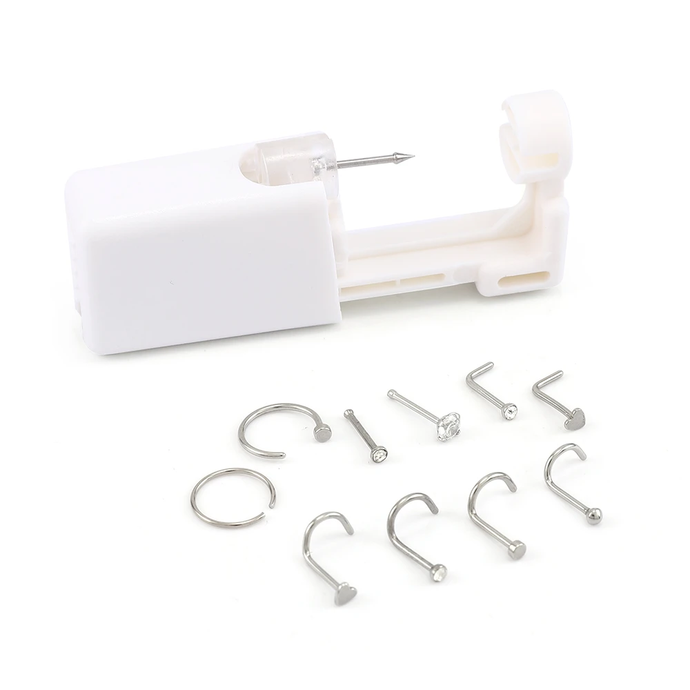 

1PC 316L Surgical Steel Disposable Sterilized Nose Ring Nose Piercing Tool Gun Unit Nose Stud Piercing Body Puncture Jewelry 20G