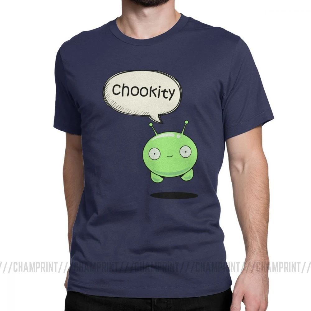 Мужская футболка Chookity Mooncake, Moon Cake Final Space Crazy, топы с круглым вырезом и коротким рукавом, чистый хлопок, футболка с принтом, футболка размера плюс - Цвет: Тёмно-синий