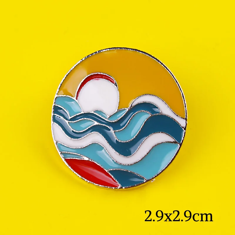 Брошь с эмалью в виде горы леса озер земли путешествий автобуса значок на ткани