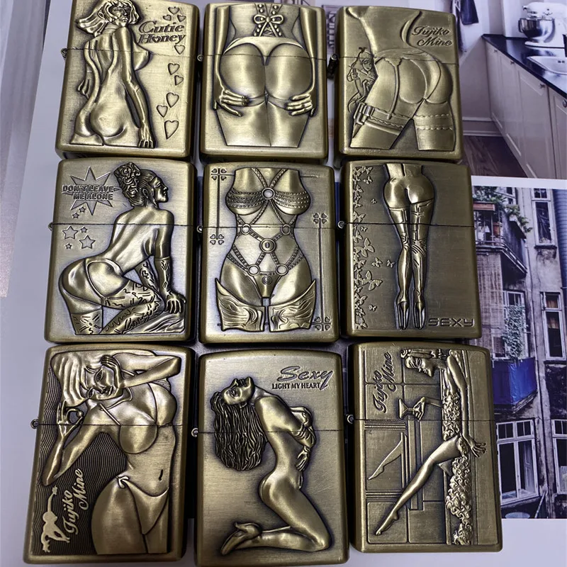 Керосиновая зажигалка с привлекательным красивым узором металлическая