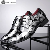 fashion men casual oxford shoes mens red print business formal leather dress shoes wedding party men classic shiny shoes